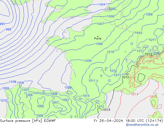 pression de l'air ECMWF ven 26.04.2024 18 UTC