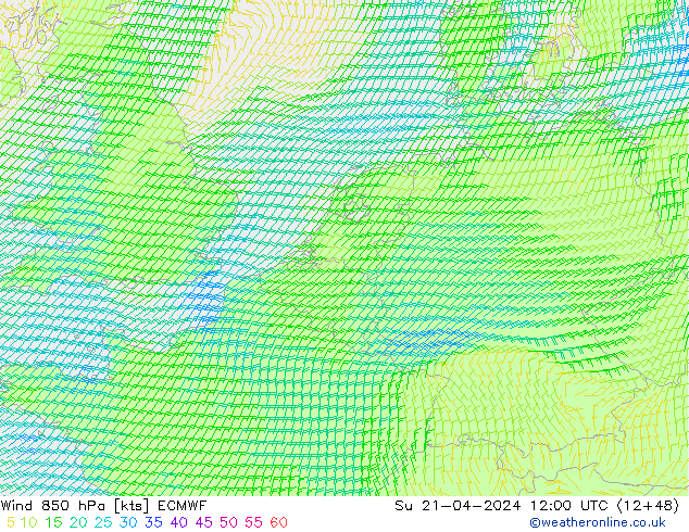 Wind 850 hPa ECMWF Su 21.04.2024 12 UTC