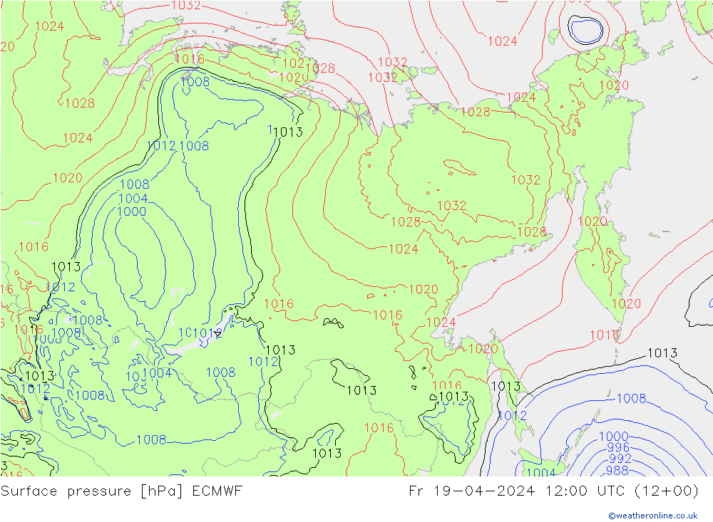 приземное давление ECMWF пт 19.04.2024 12 UTC