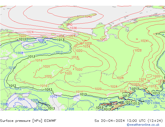Surface pressure ECMWF Sa 20.04.2024 12 UTC