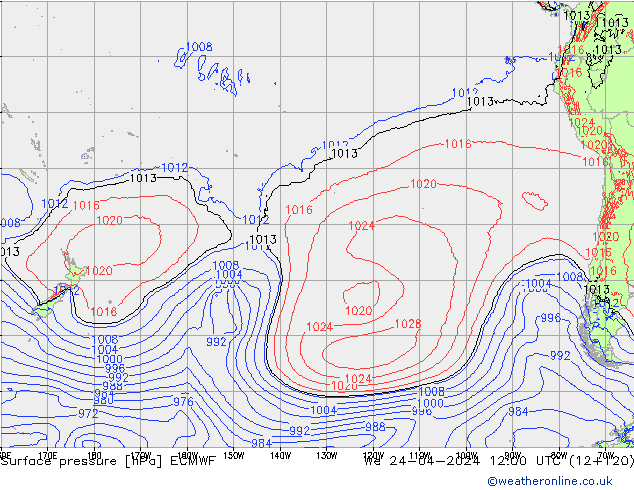 Yer basıncı ECMWF Çar 24.04.2024 12 UTC