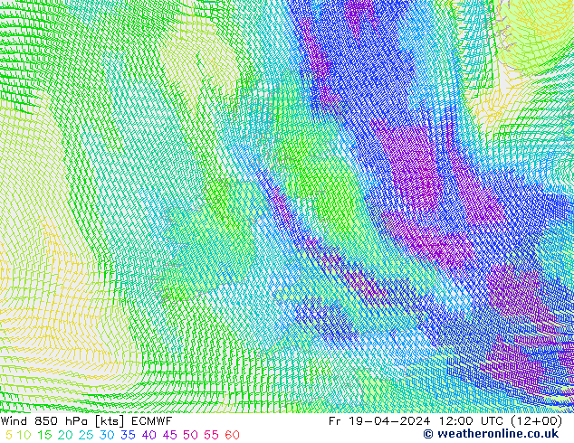 Wind 850 hPa ECMWF Fr 19.04.2024 12 UTC