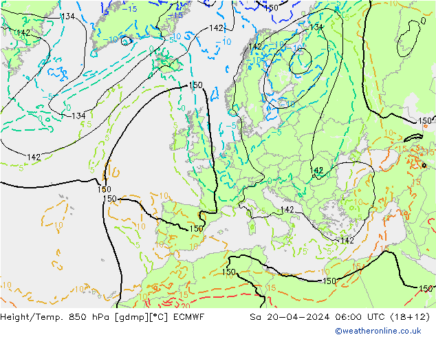Z500/Rain (+SLP)/Z850 ECMWF Sa 20.04.2024 06 UTC