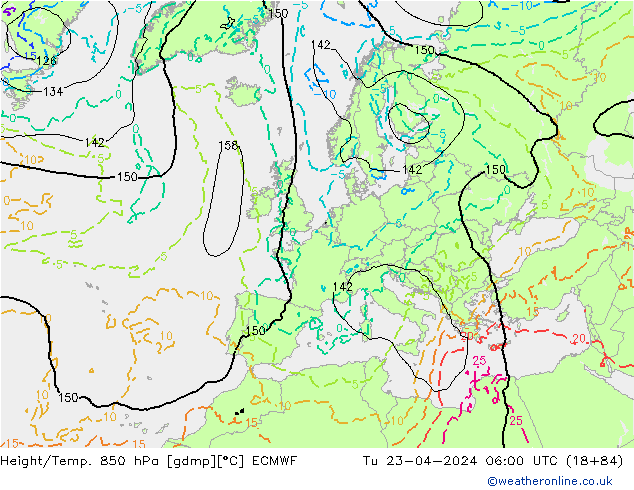 Z500/Rain (+SLP)/Z850 ECMWF Di 23.04.2024 06 UTC