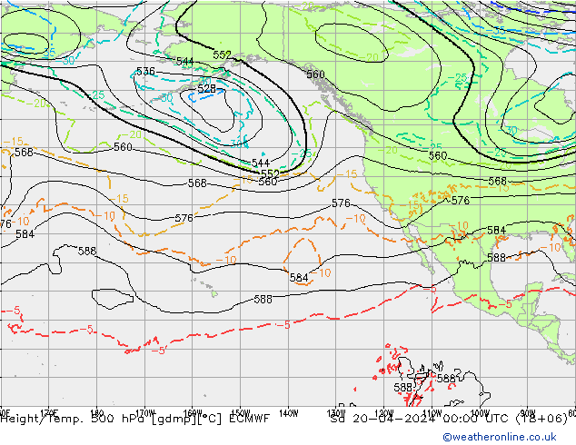 Z500/Rain (+SLP)/Z850 ECMWF Sa 20.04.2024 00 UTC