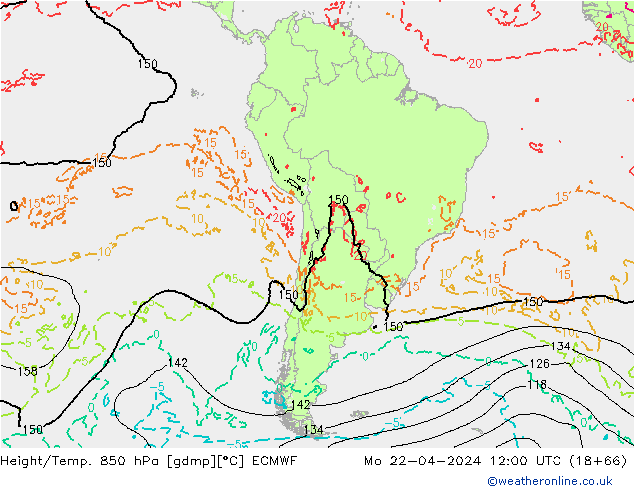 Z500/Rain (+SLP)/Z850 ECMWF Mo 22.04.2024 12 UTC