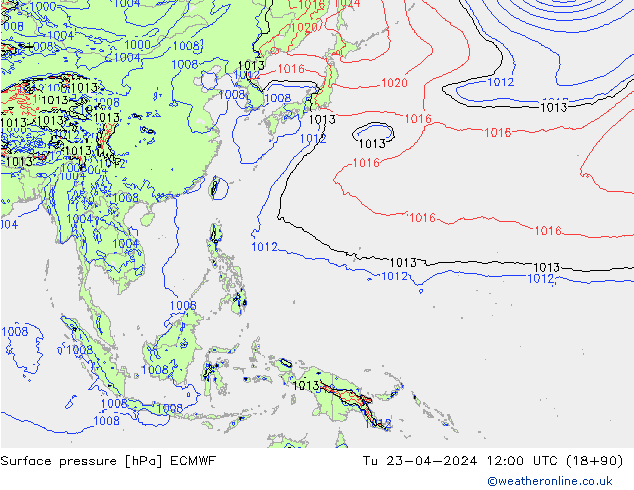Luchtdruk (Grond) ECMWF di 23.04.2024 12 UTC