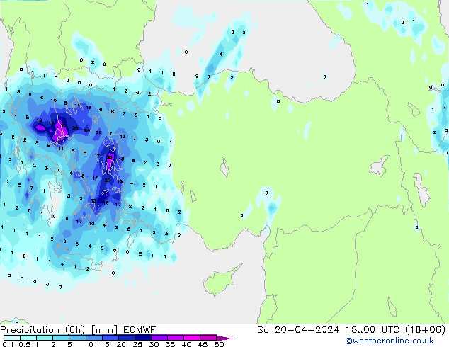 Z500/Yağmur (+YB)/Z850 ECMWF Cts 20.04.2024 00 UTC