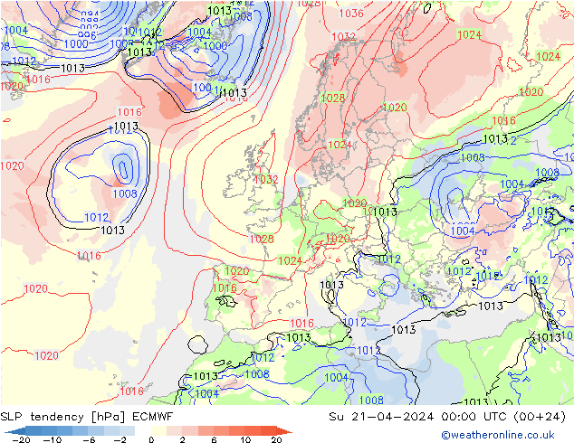 SLP tendency ECMWF Su 21.04.2024 00 UTC