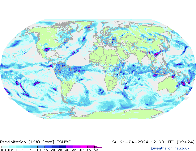 Précipitation (12h) ECMWF dim 21.04.2024 00 UTC