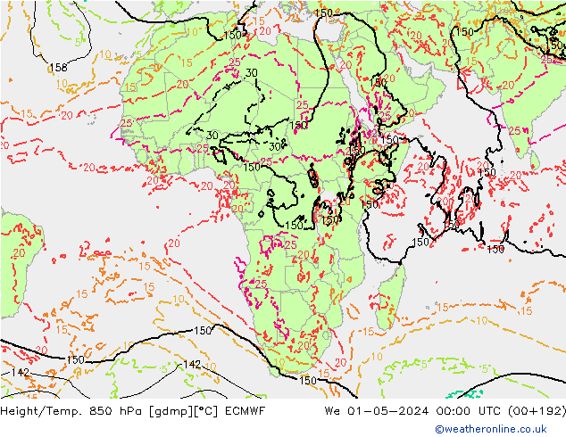 Z500/Rain (+SLP)/Z850 ECMWF We 01.05.2024 00 UTC