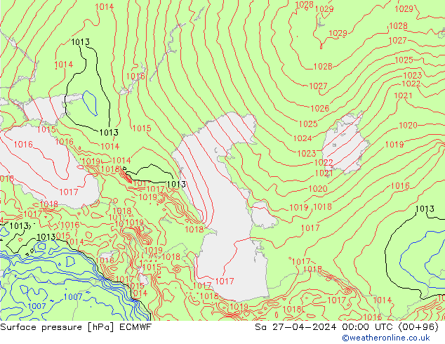 Bodendruck ECMWF Sa 27.04.2024 00 UTC