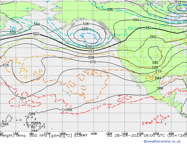 Géop./Temp. 500 hPa ECMWF dim 28.04.2024 06 UTC