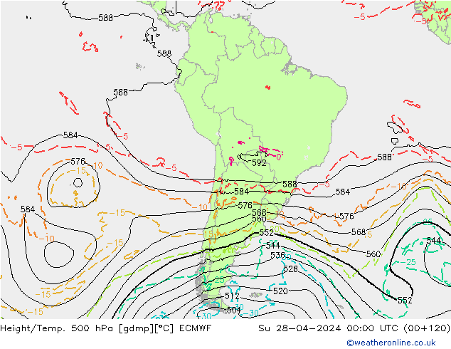 Height/Temp. 500 гПа ECMWF Вс 28.04.2024 00 UTC