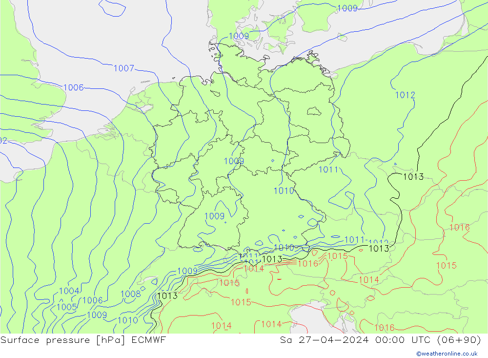 Yer basıncı ECMWF Cts 27.04.2024 00 UTC