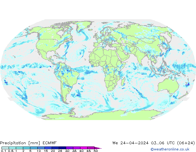 Précipitation ECMWF mer 24.04.2024 06 UTC
