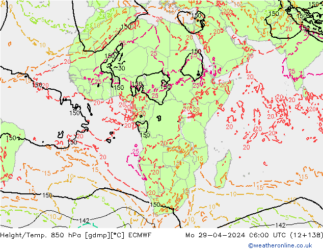 Z500/Rain (+SLP)/Z850 ECMWF Mo 29.04.2024 06 UTC