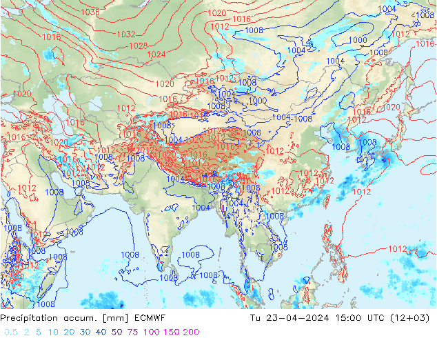 Precipitation accum. ECMWF Tu 23.04.2024 15 UTC