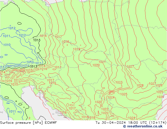 Atmosférický tlak ECMWF Út 30.04.2024 18 UTC