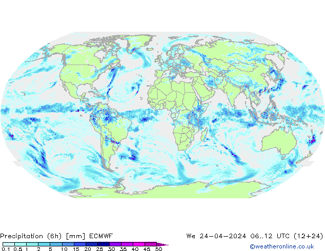 Z500/Rain (+SLP)/Z850 ECMWF Mi 24.04.2024 12 UTC