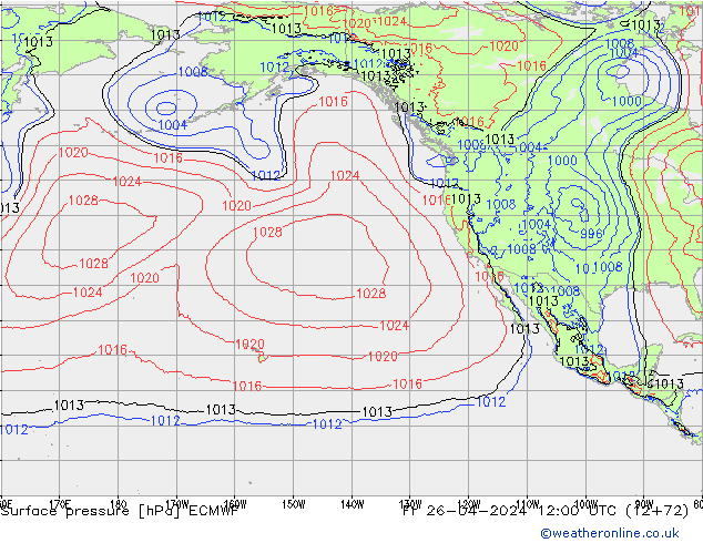 Yer basıncı ECMWF Cu 26.04.2024 12 UTC