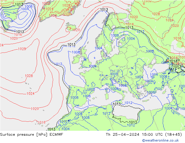 Bodendruck ECMWF Do 25.04.2024 15 UTC