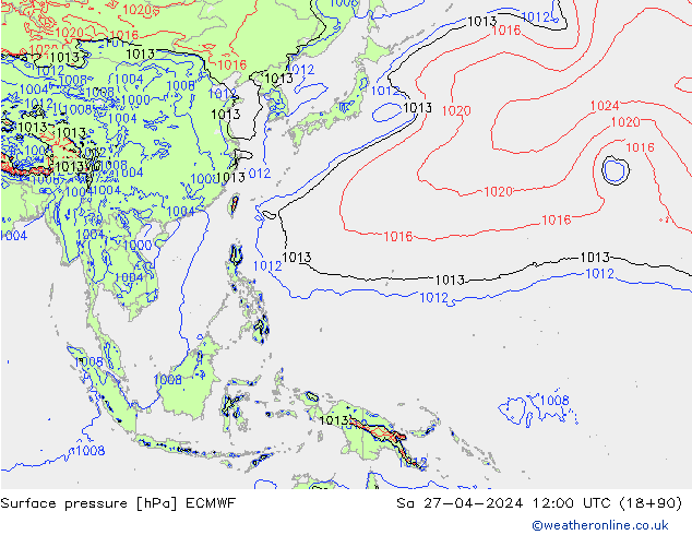 Yer basıncı ECMWF Cts 27.04.2024 12 UTC