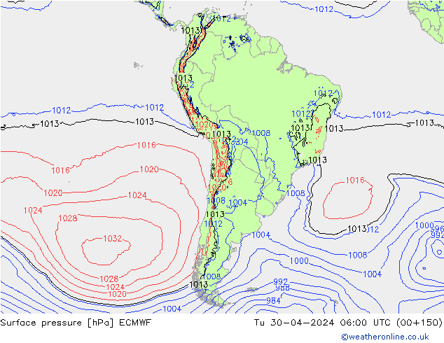 pression de l'air ECMWF mar 30.04.2024 06 UTC