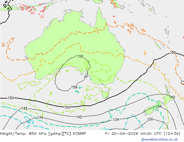 Height/Temp. 850 hPa ECMWF Fr 26.04.2024 00 UTC