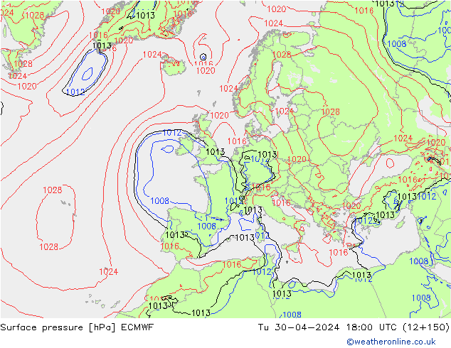 Luchtdruk (Grond) ECMWF di 30.04.2024 18 UTC