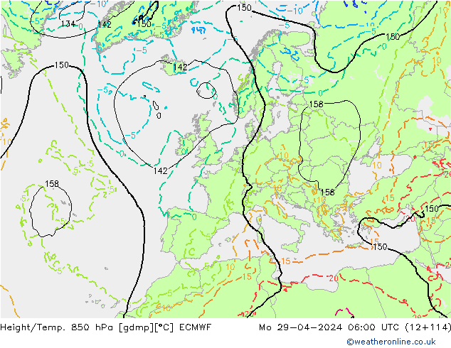 Height/Temp. 850 hPa ECMWF Mo 29.04.2024 06 UTC