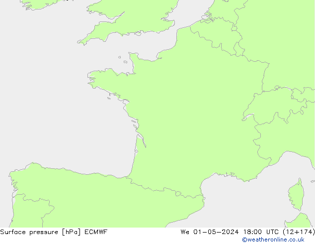 Yer basıncı ECMWF Çar 01.05.2024 18 UTC
