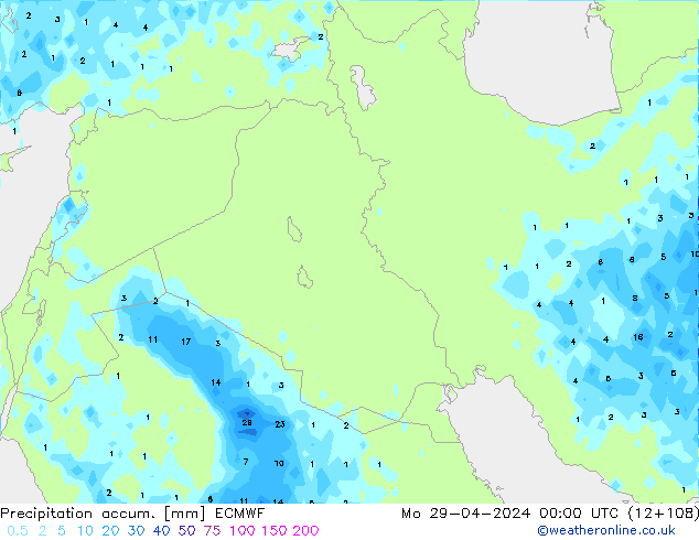 Precipitation accum. ECMWF Mo 29.04.2024 00 UTC