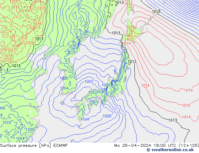 приземное давление ECMWF пн 29.04.2024 18 UTC