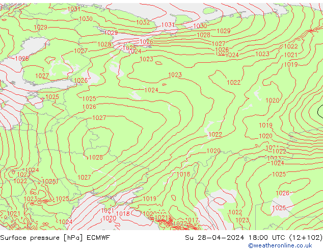 ciśnienie ECMWF nie. 28.04.2024 18 UTC