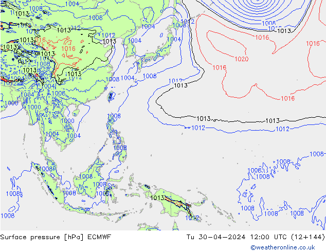 Atmosférický tlak ECMWF Út 30.04.2024 12 UTC