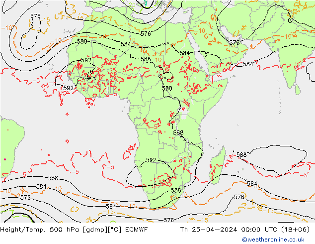 Z500/Rain (+SLP)/Z850 ECMWF jue 25.04.2024 00 UTC