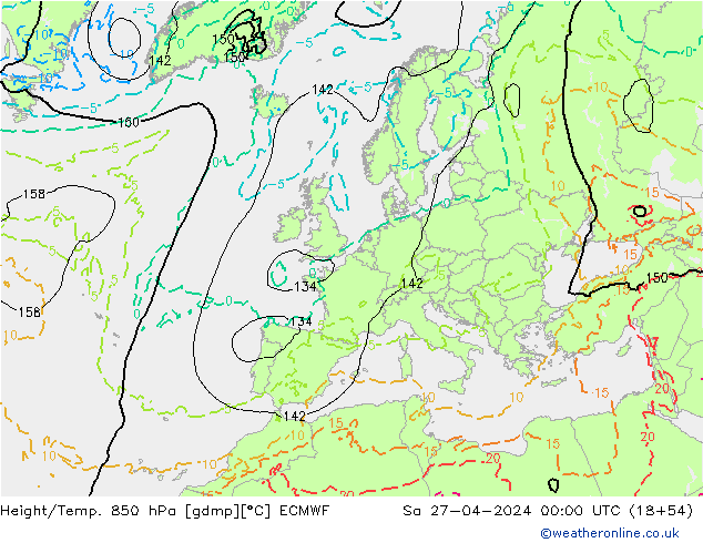 Height/Temp. 850 hPa ECMWF Sa 27.04.2024 00 UTC