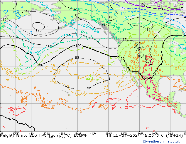 Z500/Rain (+SLP)/Z850 ECMWF Th 25.04.2024 18 UTC