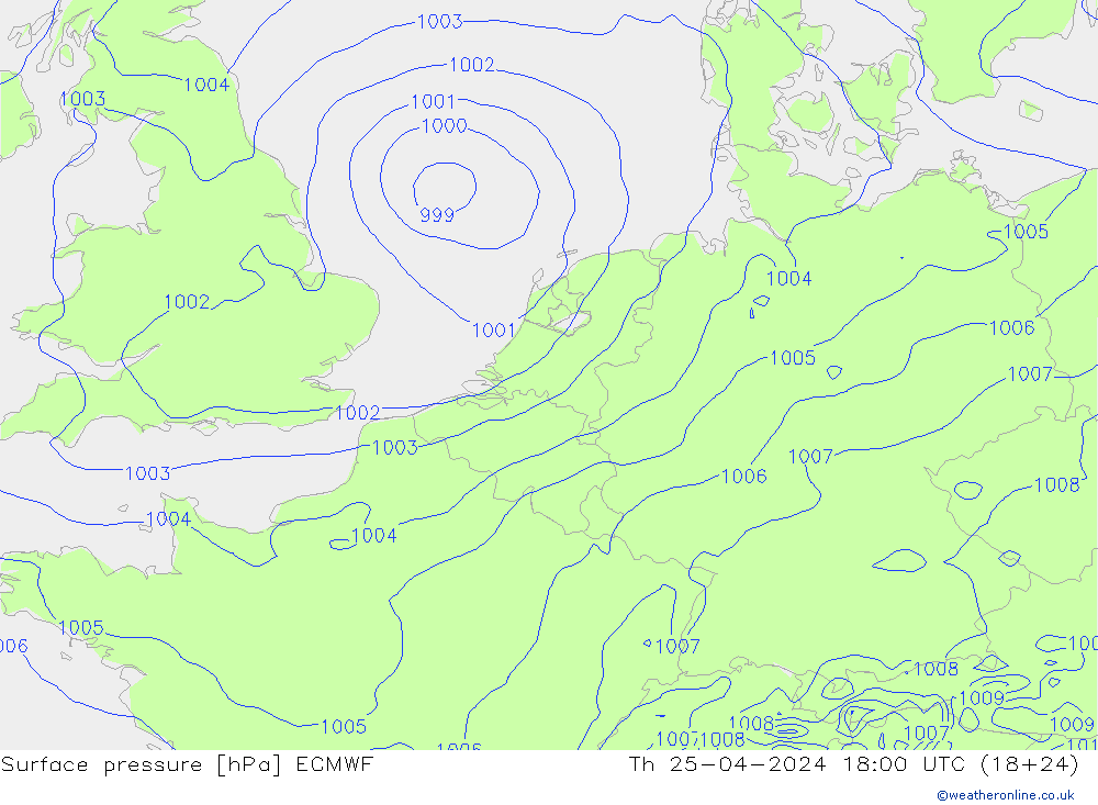 Bodendruck ECMWF Do 25.04.2024 18 UTC