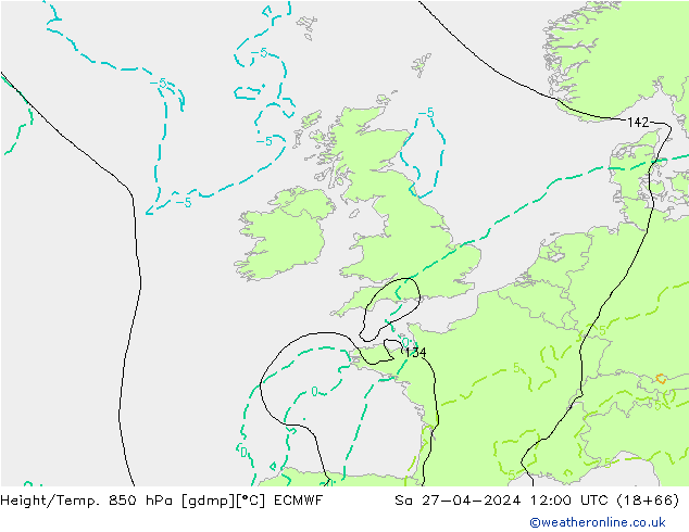 Z500/Rain (+SLP)/Z850 ECMWF Sa 27.04.2024 12 UTC