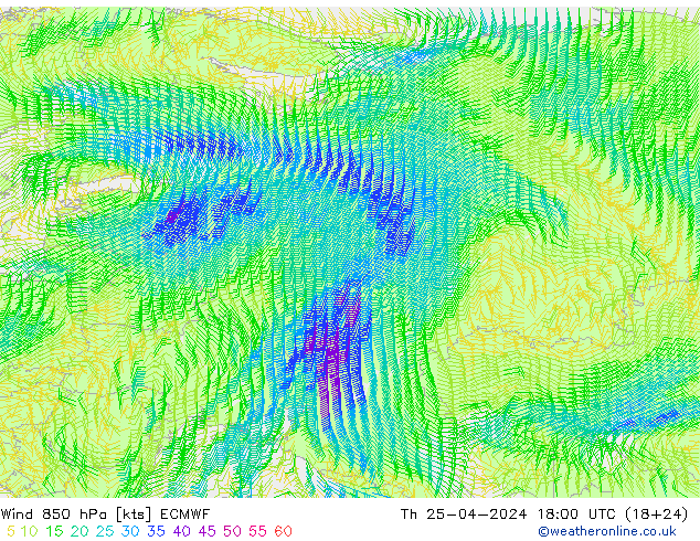 Wind 850 hPa ECMWF Th 25.04.2024 18 UTC
