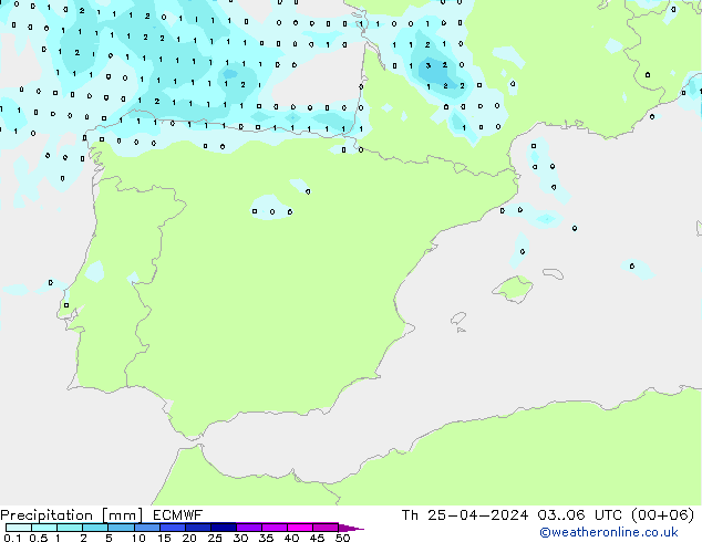 Precipitation ECMWF Th 25.04.2024 06 UTC