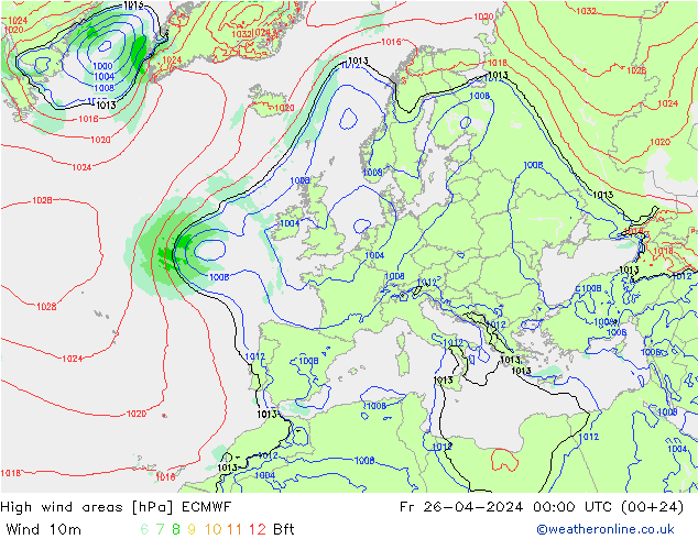 Sturmfelder ECMWF Fr 26.04.2024 00 UTC