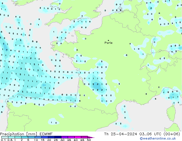 Precipitación ECMWF jue 25.04.2024 06 UTC