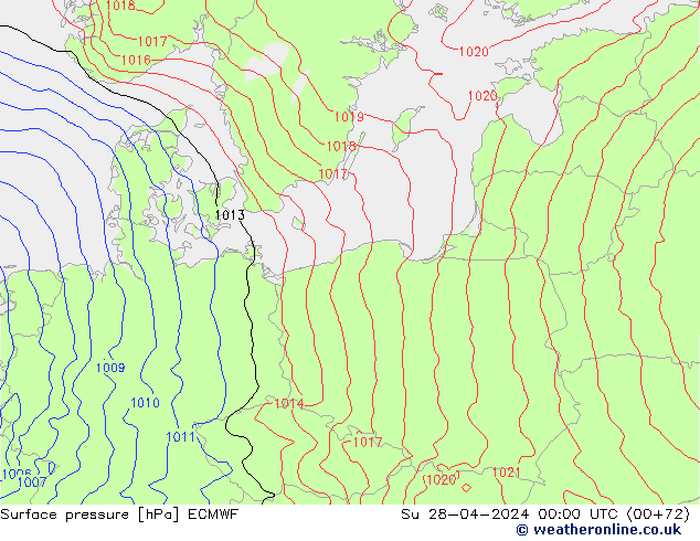 pression de l'air ECMWF dim 28.04.2024 00 UTC