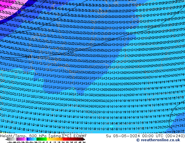Height/Temp. 500 hPa ECMWF nie. 05.05.2024 00 UTC