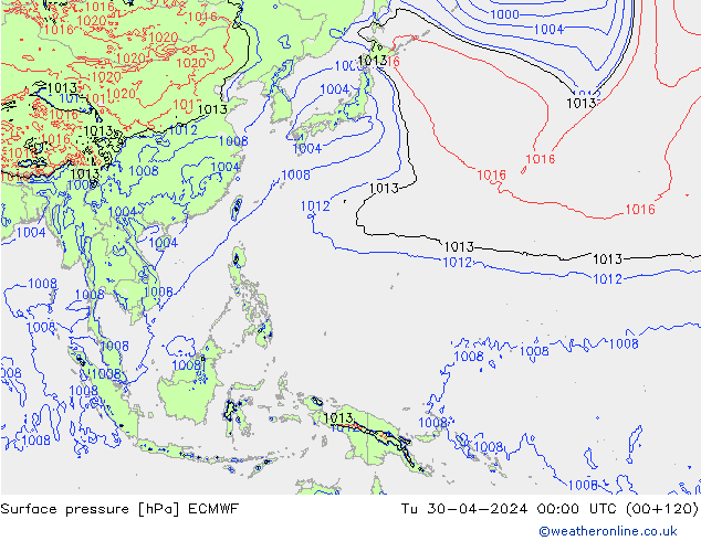 Yer basıncı ECMWF Sa 30.04.2024 00 UTC