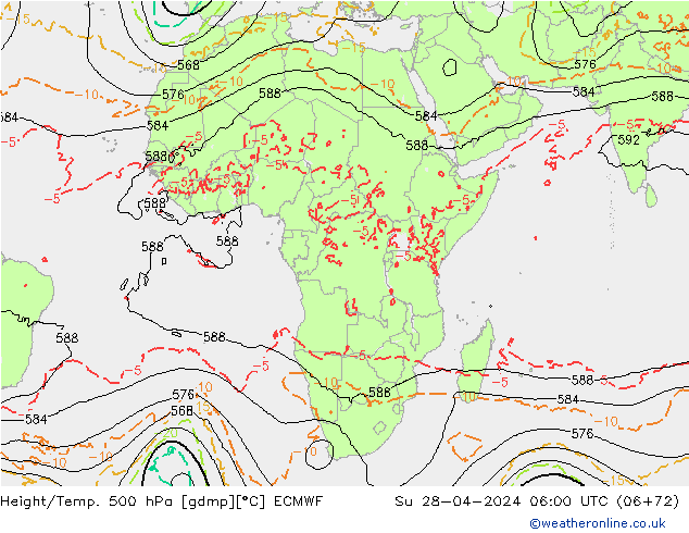 Height/Temp. 500 hPa ECMWF dom 28.04.2024 06 UTC