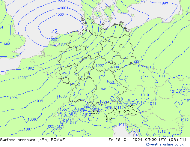 Bodendruck ECMWF Fr 26.04.2024 03 UTC